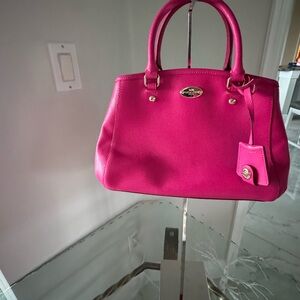 COACH Margot Fuchsia Leather Carryall Crossbody Satchel NWOT
